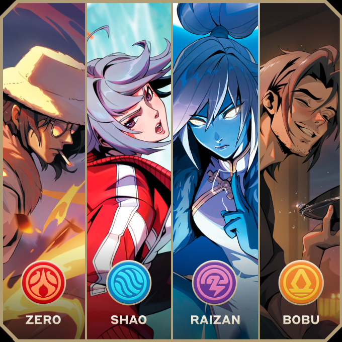 4 starter decks, 4 elements